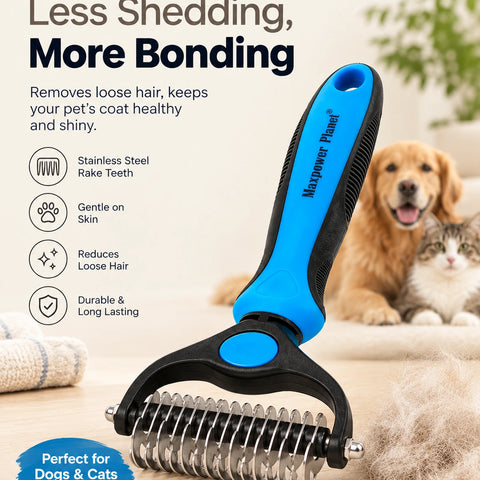 DesiTailsĀ® Double-Sided Dematting Undercoat Rake for Dogs & Cats DesiTailsĀ®