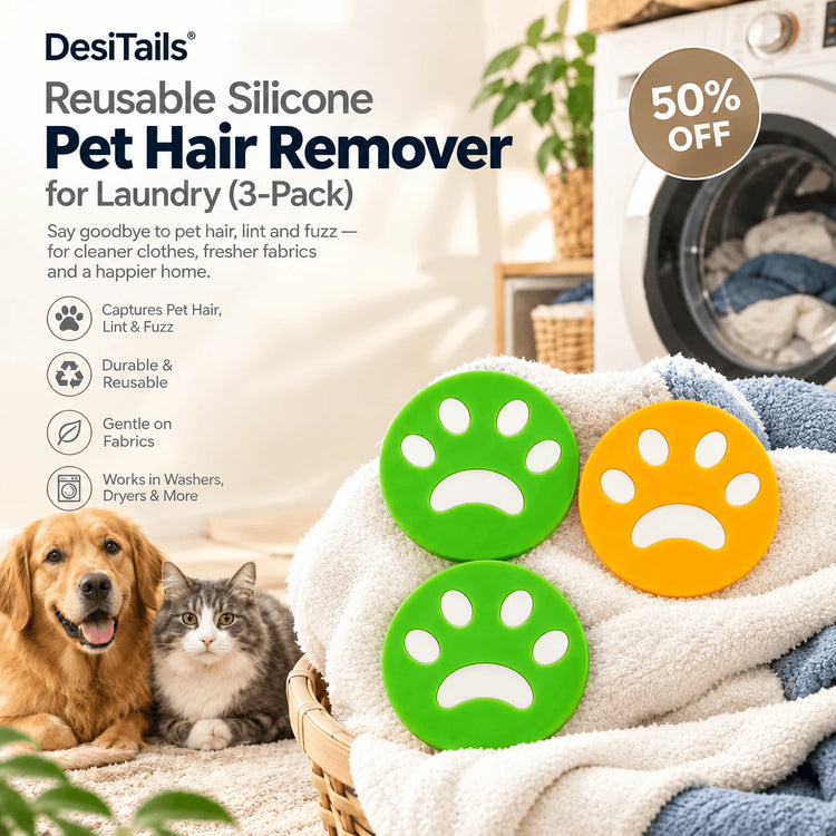 DesiTails® Reusable Silicone Pet Hair Remover for Laundry (3-Pack) DesiTails®