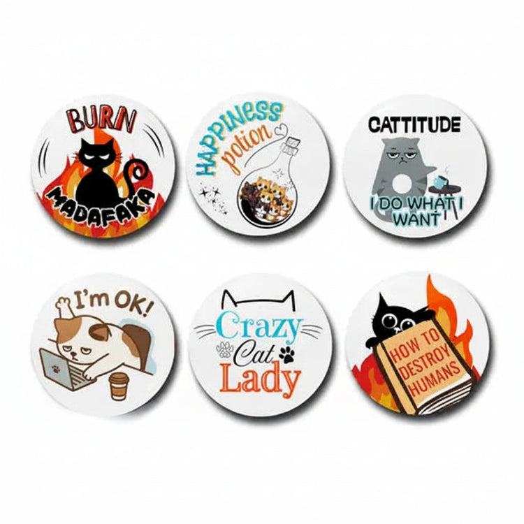 DesiTails® Funny Cat Meme Pin Badges (Set of 6) DesiTails®