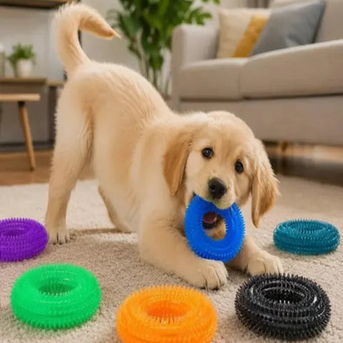 DesiTails® Multicolor Rubber Chew Ring for Dogs & Puppies DesiTails