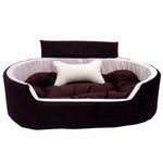 DesiTails® Pet Sofa Bed with Collar & Bone Toy (Small, Brown/White) DesiTails®