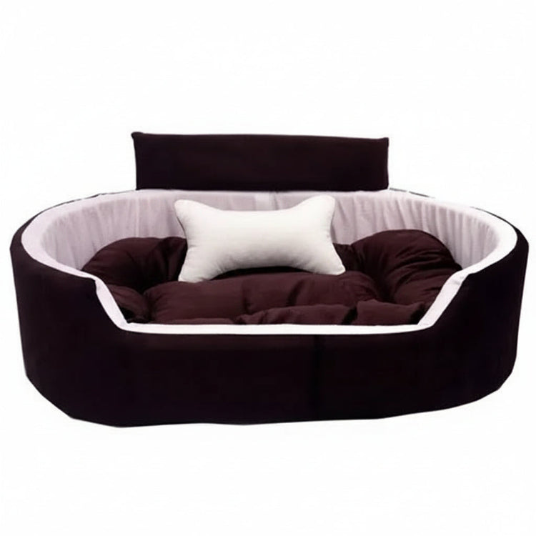 DesiTails® Pet Sofa Bed with Collar & Bone Toy (Small, Brown/White) DesiTails®