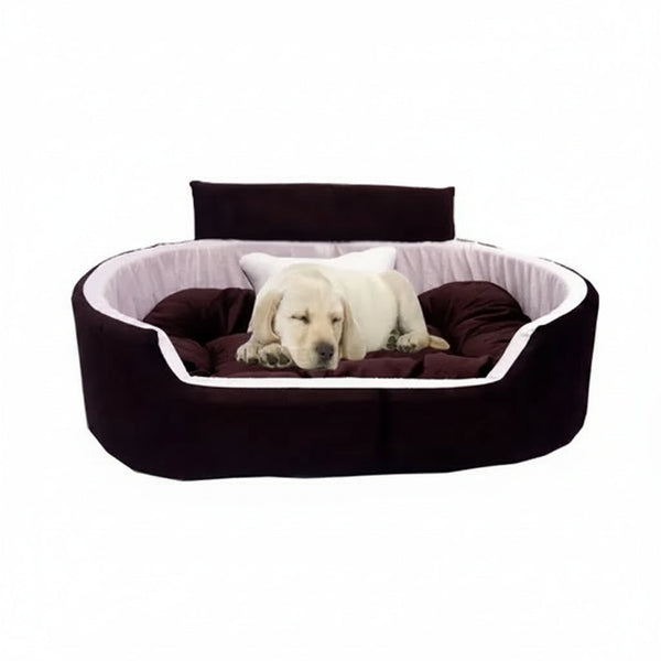 DesiTails® Pet Sofa Bed with Collar & Bone Toy (Small, Brown/White) DesiTails®