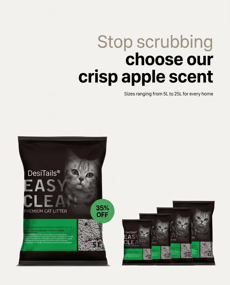 DesiTails® Premium Clumping Bentonite Cat Litter (5L, Apple Scent) DesiTails®