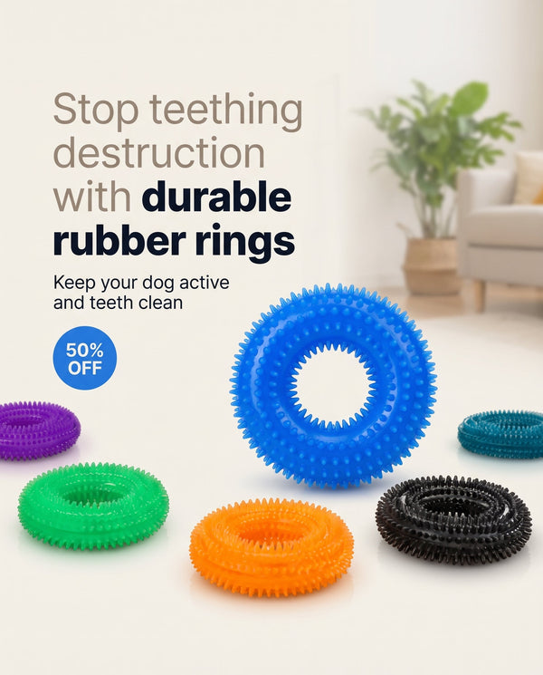 DesiTails® Multicolor Rubber Chew Ring for Dogs & Puppies DesiTails