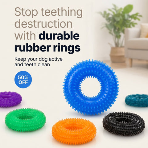 DesiTails® Multicolor Rubber Chew Ring for Dogs & Puppies DesiTails