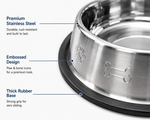 DesiTails® Grip-Tight Stainless Steel Pet Bowl - Set of 2