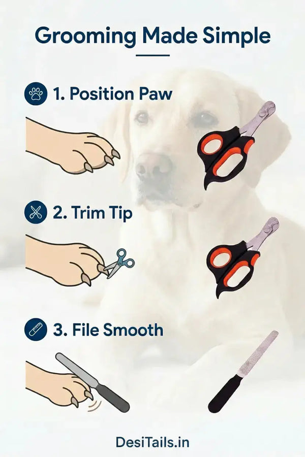 DesiTails® Stainless Steel Pet Nail Clipper & File Set (Medium / Black)