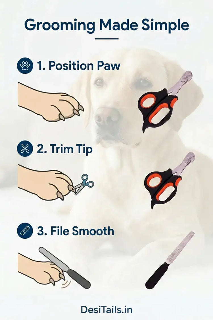 DesiTails® Stainless Steel Pet Nail Clipper & File Set (Medium / Black)