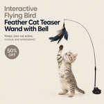 DesiTails® Interactive Flying Bird Feather Cat Teaser Wand with Bell