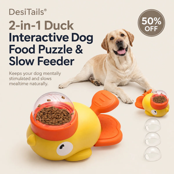 DesiTails® 2-in-1 Duck Interactive Dog Food Puzzle & Slow Feeder