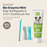 DesiTails® Bio-Enzyme Mint Dog Toothpaste & 3-in-1 Toothbrush Set, 95g, helps keep dogs' teeth clean and fresh. 50% OFF.