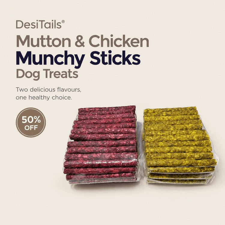DesiTails® Mutton & Chicken Munchy Sticks Dog Treats (1kg Combo) DesiTails®