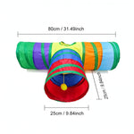 DesiTails® 3-Way Collapsible Rainbow Tunnel Toy for Cats & Kittens