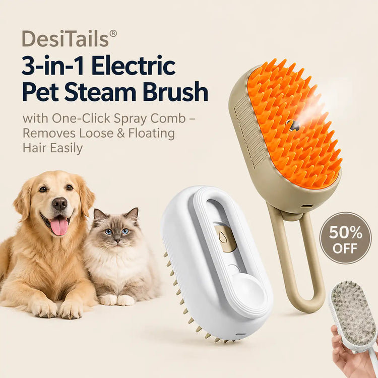DesiTails® 3-in-1 Electric Pet Steam Brush