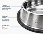 DesiTails® Grip-Tight Stainless Steel Pet Bowl - Set of 2