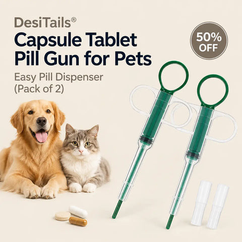 DesiTails® Capsule Tablet Pill Gun for Pets – Easy Pill Dispenser (Pack of 2)