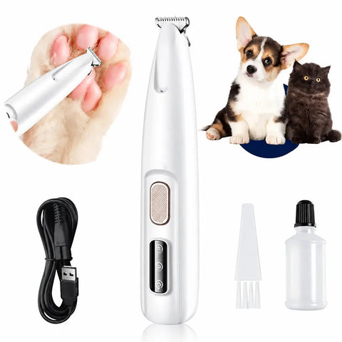 DesiTails® Low-Noise USB Rechargeable Pet Paw Trimmer (White) DesiTails®