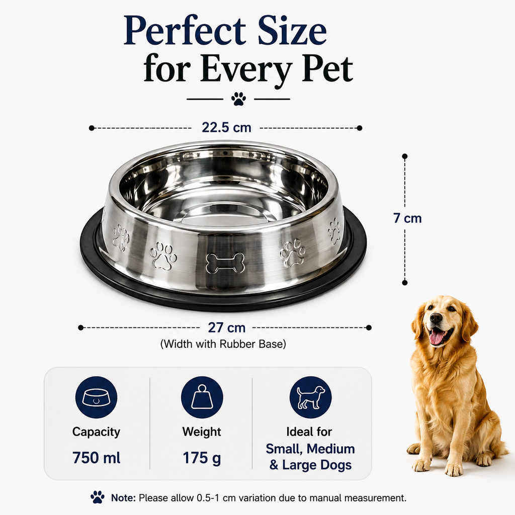 DesiTails® Grip-Tight Stainless Steel Pet Bowl - Set of 2