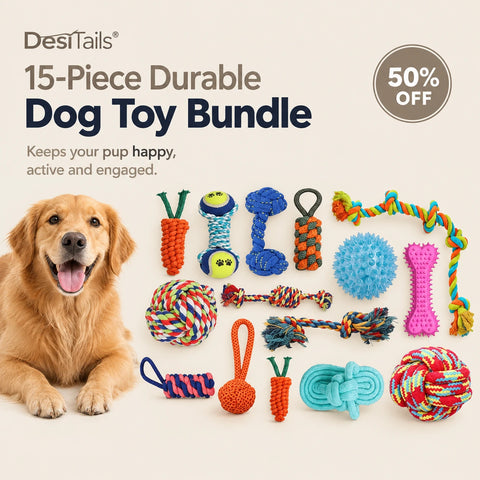 DesiTails® 15-Piece Durable Dog Toy Bundle DesiTails®