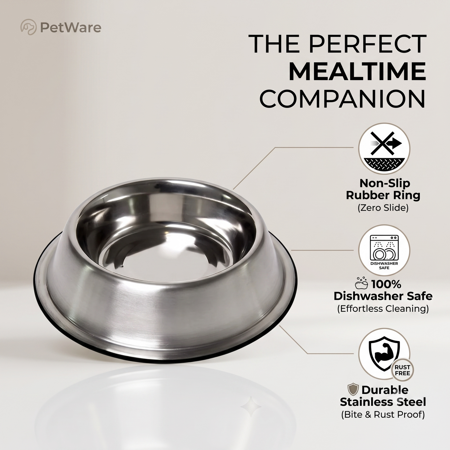 DesiTails® Grip-Tight Stainless Steel Dog Bowl - Set of 2