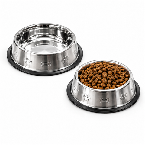 DesiTails® Grip-Tight Stainless Steel Pet Bowl - Set of 2