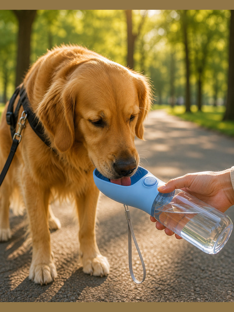 DesiTails® 500ml Portable Dog Water Bottle – Leak-Proof Puppy Water Dispenser with Drinking Feeder | Food Grade Plastic for Outdoor Walking, Hiking & Travel