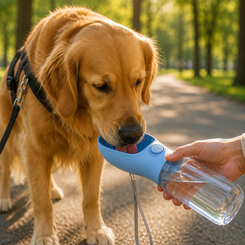 DesiTails® 500ml Portable Dog Water Bottle – Leak-Proof Puppy Water Dispenser with Drinking Feeder | Food Grade Plastic for Outdoor Walking, Hiking & Travel