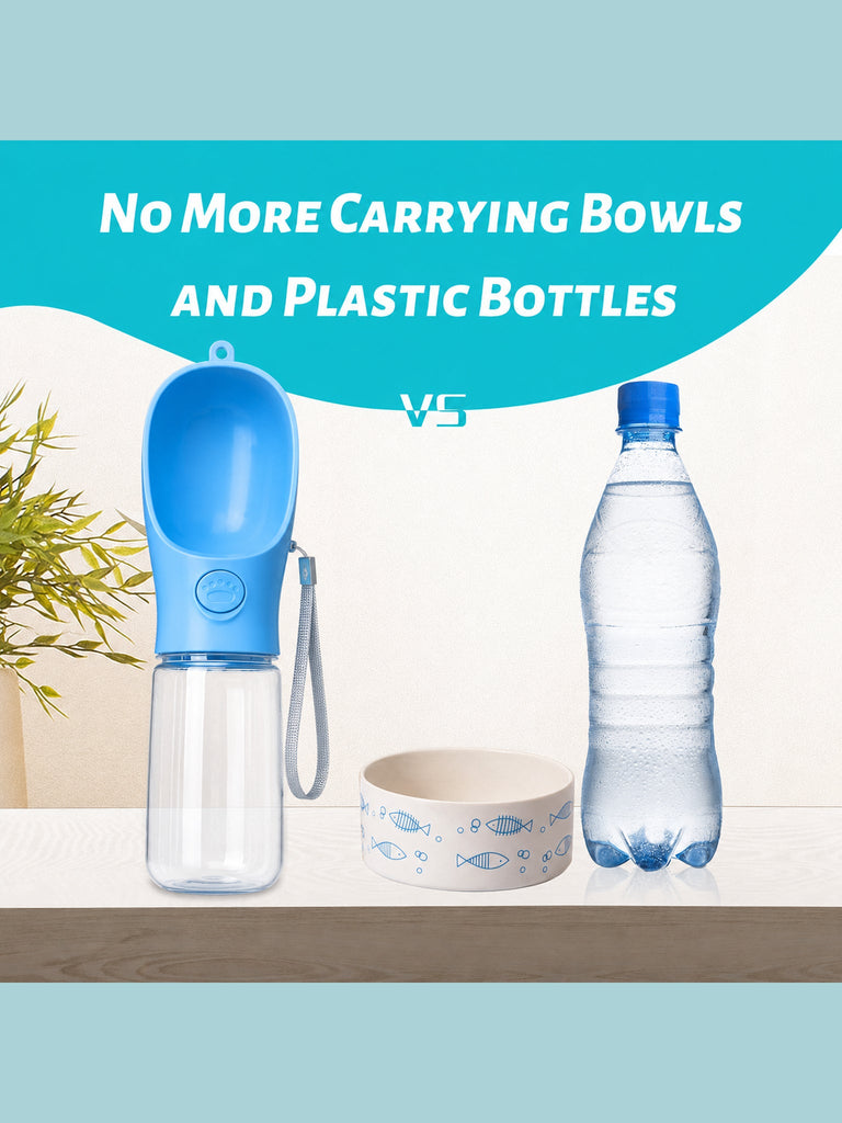 DesiTails® 500ml Portable Dog Water Bottle – Leak-Proof Puppy Water Dispenser with Drinking Feeder | Food Grade Plastic for Outdoor Walking, Hiking & Travel