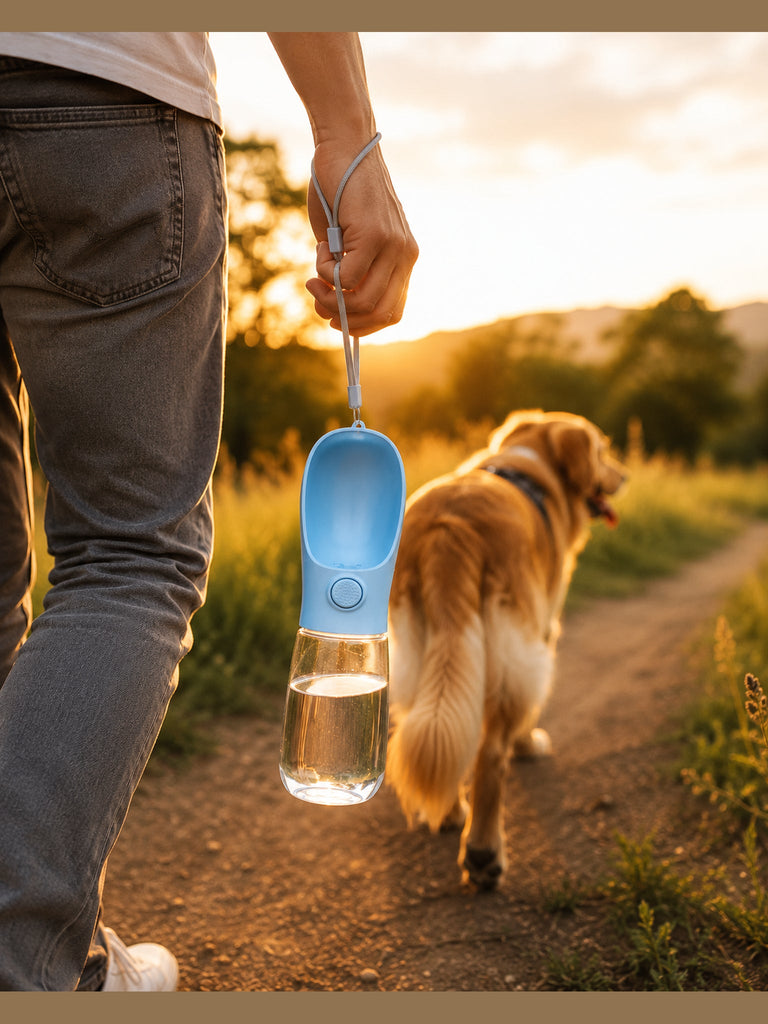 DesiTails® 500ml Portable Dog Water Bottle – Leak-Proof Puppy Water Dispenser with Drinking Feeder | Food Grade Plastic for Outdoor Walking, Hiking & Travel