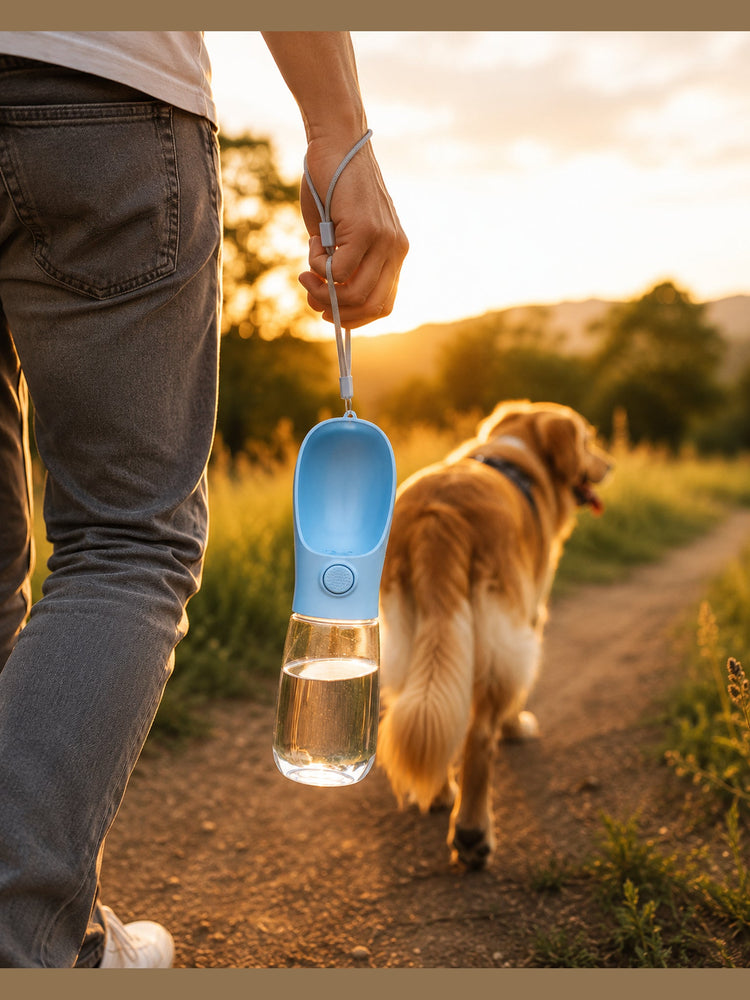 DesiTails® 500ml Portable Dog Water Bottle – Leak-Proof Puppy Water Dispenser with Drinking Feeder | Food Grade Plastic for Outdoor Walking, Hiking & Travel