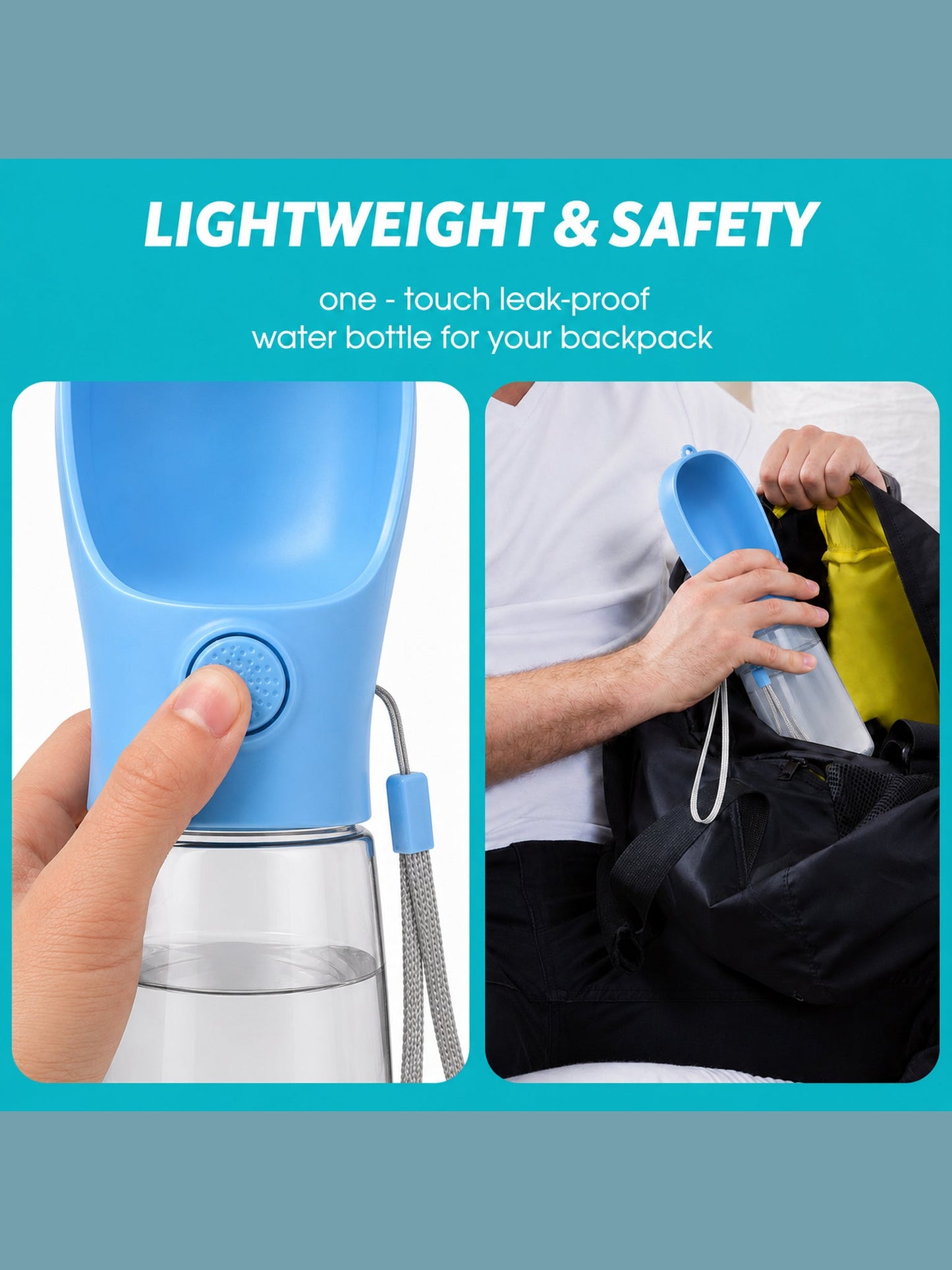 DesiTails® 500ml Portable Dog Water Bottle – Leak-Proof Puppy Water Dispenser with Drinking Feeder | Food Grade Plastic for Outdoor Walking, Hiking & Travel