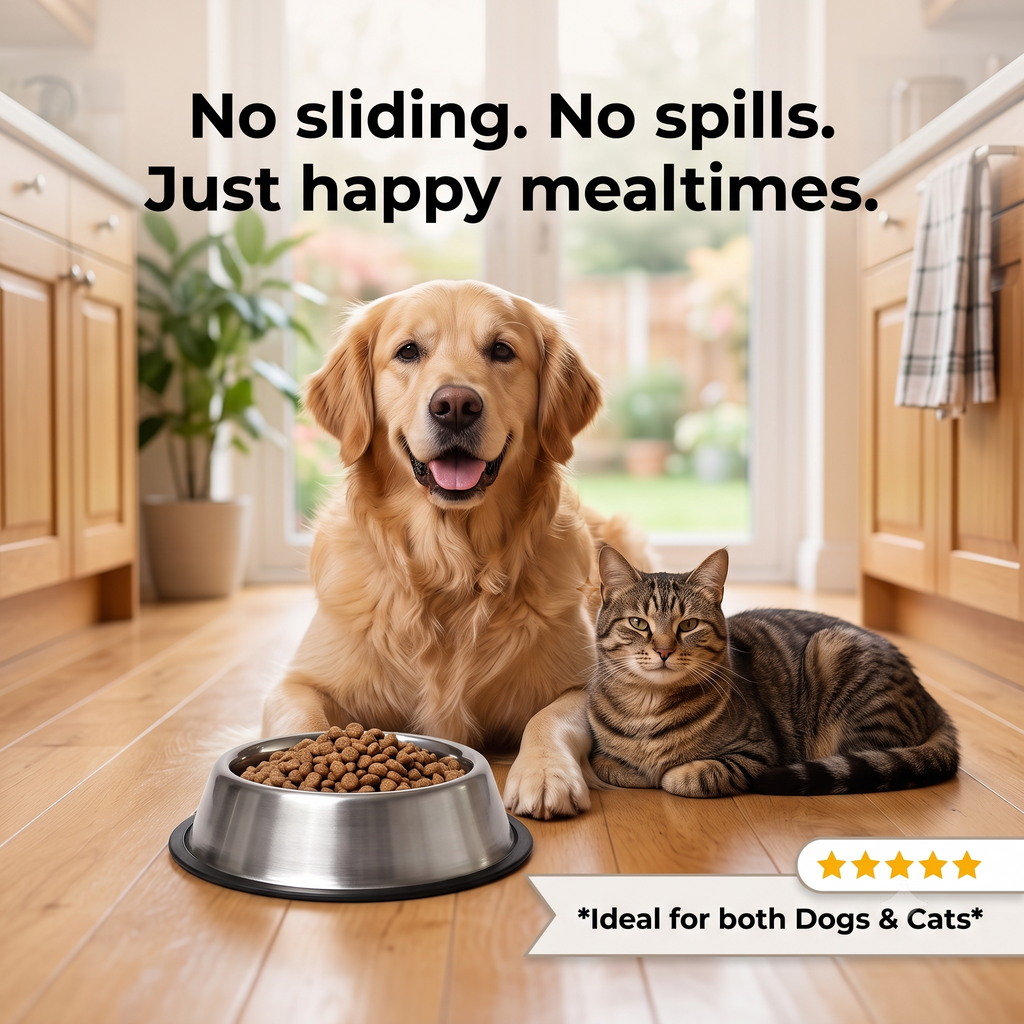 DesiTails® Grip-Tight Stainless Steel Dog Bowl - Set of 2