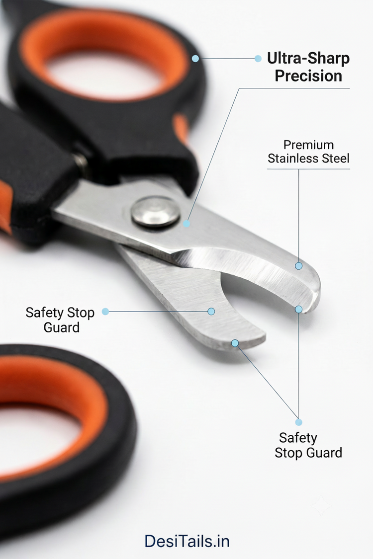 DesiTails® Premium Stainless Steel Pet Nail Clipper & Scissor Tool – Medium, Black