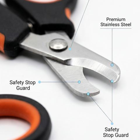 DesiTails® Premium Stainless Steel Pet Nail Clipper & Scissor Tool – Medium, Black