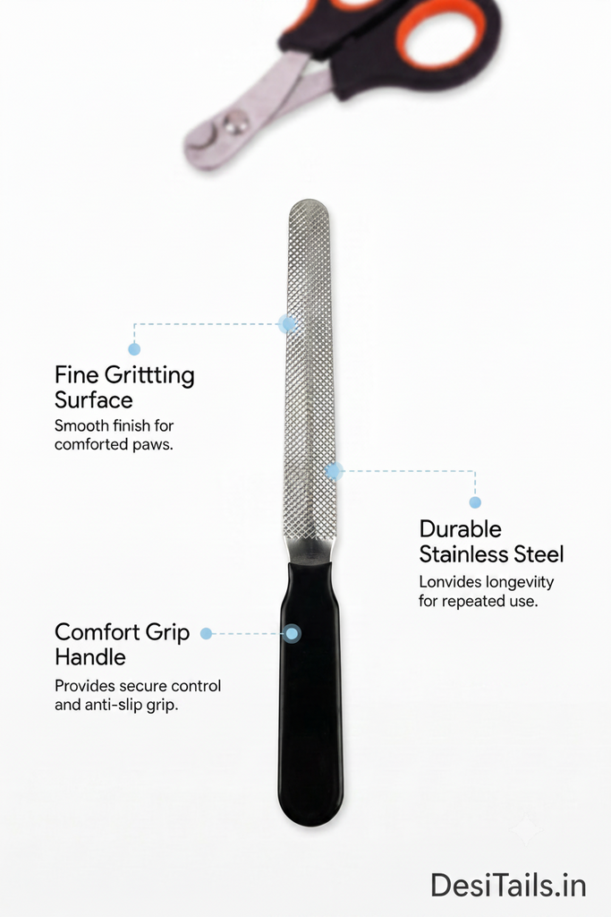 DesiTails® Premium Stainless Steel Pet Nail Clipper & Scissor Tool – Medium, Black