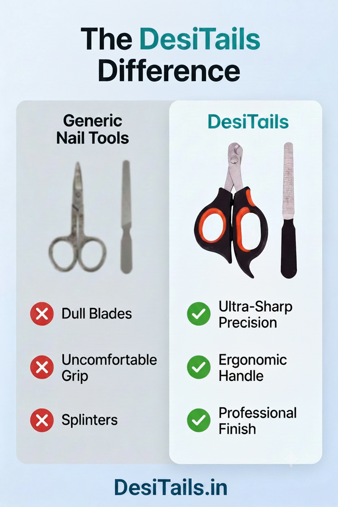 DesiTails® Premium Stainless Steel Pet Nail Clipper & Scissor Tool – Medium, Black