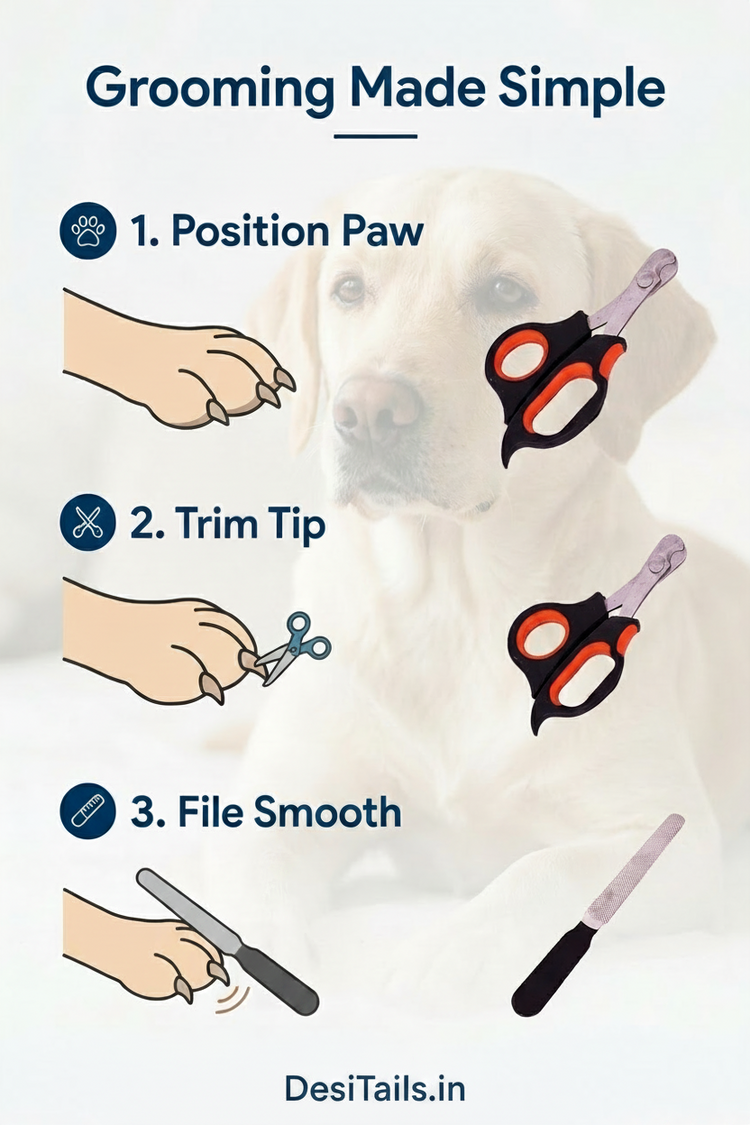 DesiTails® Premium Stainless Steel Pet Nail Clipper & Scissor Tool – Medium, Black