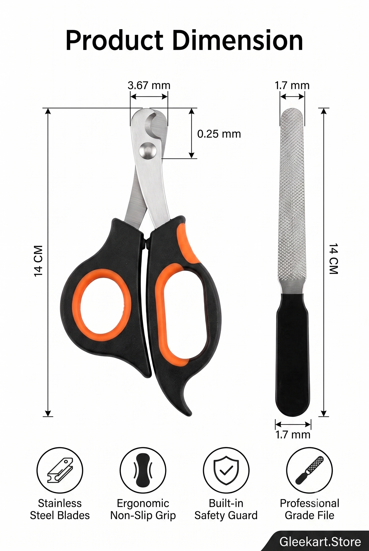 DesiTails® Premium Stainless Steel Pet Nail Clipper & Scissor Tool – Medium, Black
