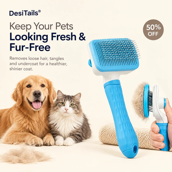 DesiTails® Premium Slicker Brush for Dogs & Cats (Blue) DesiTails®