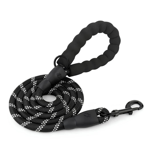 DesiTails® Reflective Rope Dog Leash – Padded Handle, 360° Metal Clasp, 5 ft | For Small, Medium & Large Dogs