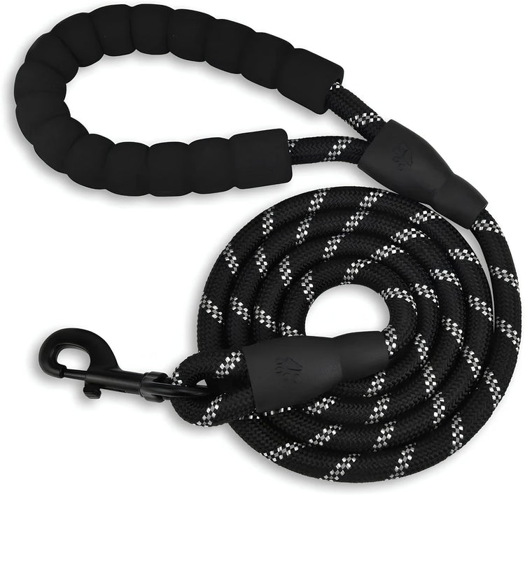 DesiTails® Reflective Rope Dog Leash – Padded Handle, 360° Metal Clasp, 5 ft | For Small, Medium & Large Dogs