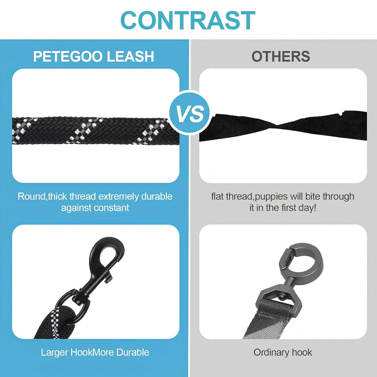 DesiTails® Reflective Rope Dog Leash – Padded Handle, 360° Metal Clasp, 5 ft | For Small, Medium & Large Dogs