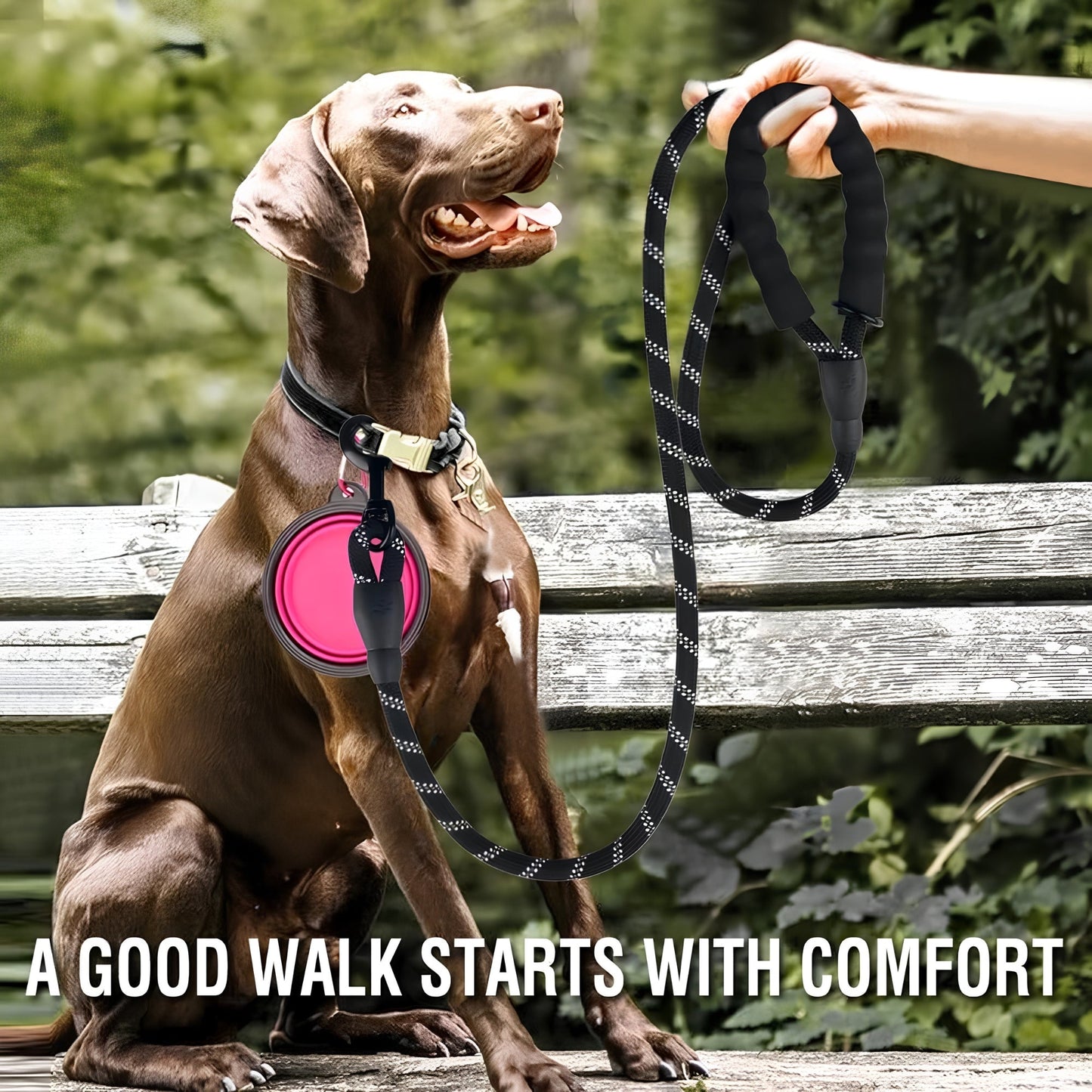 DesiTails® Reflective Rope Dog Leash – Padded Handle, 360° Metal Clasp, 5 ft | For Small, Medium & Large Dogs