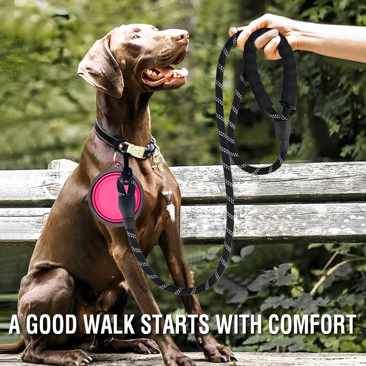DesiTails® Reflective Rope Dog Leash – Padded Handle, 360° Metal Clasp, 5 ft | For Small, Medium & Large Dogs