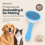 DesiTails® Professional Deshedding & De-Matting Dog Grooming Brush (Blue)