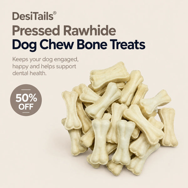 DesiTails® Pressed Rawhide Dog Chew Bone Treats (3 Inch, 5 Pcs)