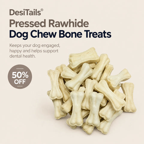 DesiTails® Pressed Rawhide Dog Chew Bone Treats (3 Inch, 5 Pcs)
