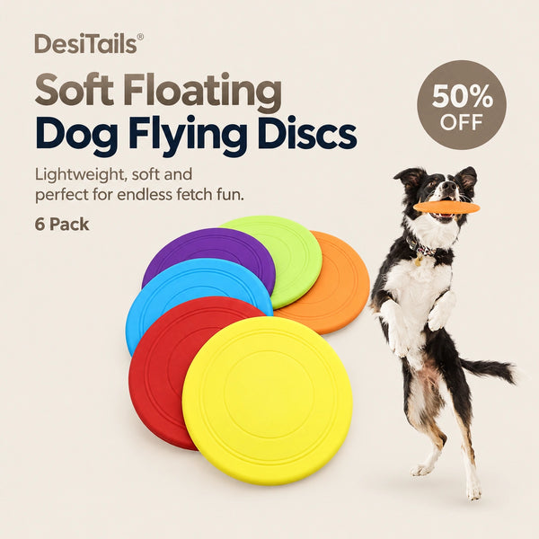 DesiTails® Soft Floating Dog Flying Discs - 6 Pack
