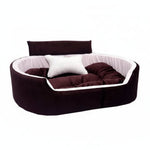 DesiTails® Pet Sofa Bed with Collar & Bone Toy (Small, Brown/White) DesiTails®
